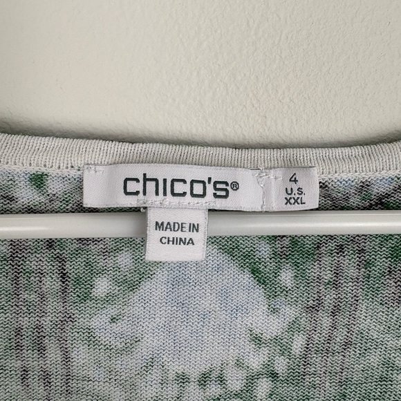 Chico's Linen/Cotton Green Patterned Sleeveless Top Size 4 (XXL) - Picture 2 of 8